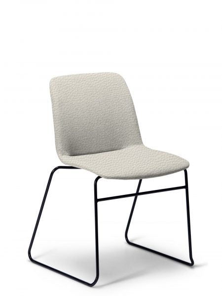 Breo cashmere-leather upholstered chair with a black sled base