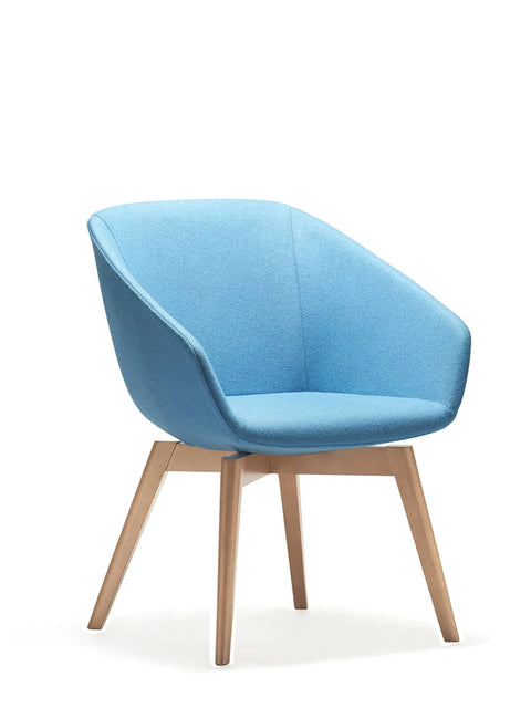 Delphi upholstered armchair with oak timber legs.