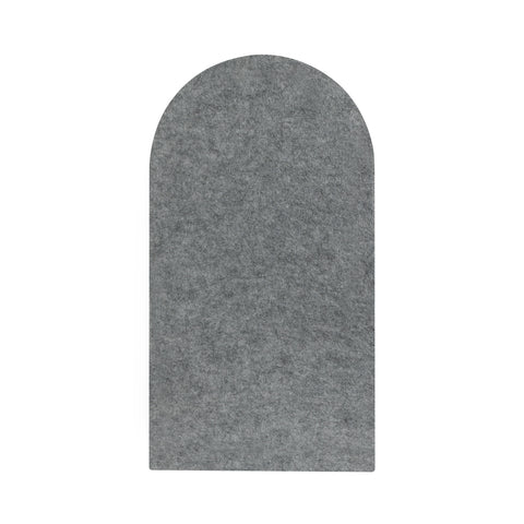 An arched pinboard in grey color