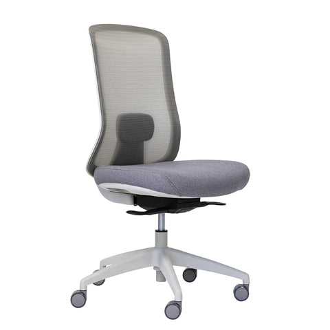 Buro Elan office chair in light grey, breathable mesh back, depth adjustable seat