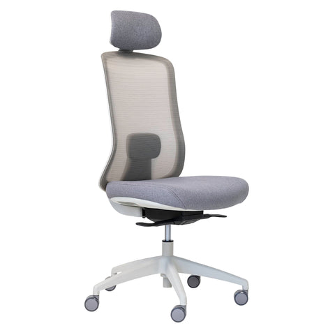 Buro Elan office chair in light grey, breathable mesh back, depth adjustable seat and headrest