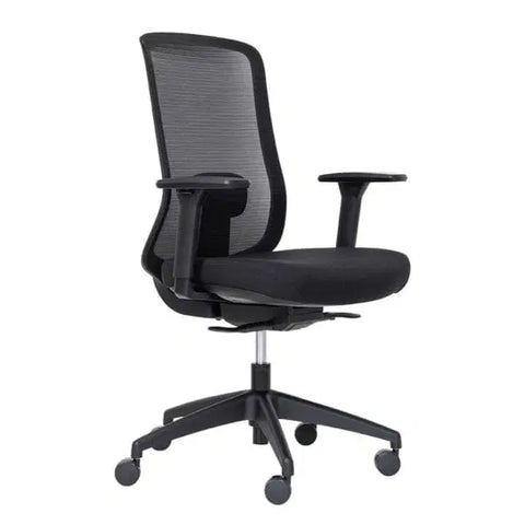 Buro Elan office chair in black, breathable mesh back, depth adjustable seat and armrest
