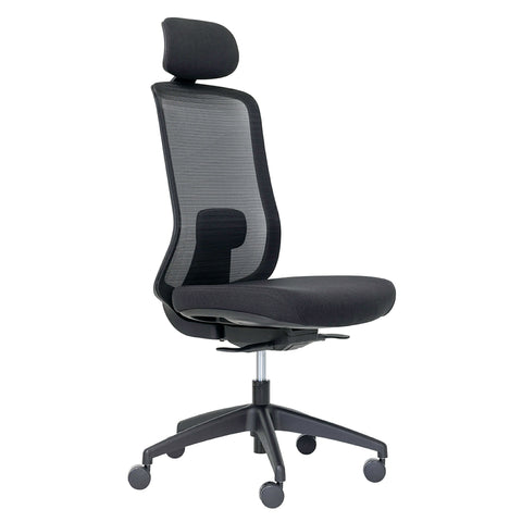 Buro Elan office chair in black, breathable mesh back, depth adjustable seat and headrest