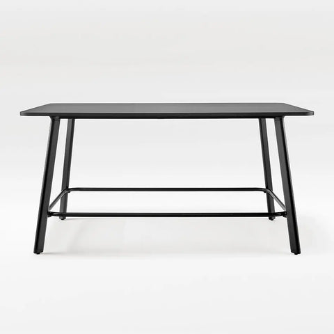 Black Rosie side table with modular design, integrated foot rail system, and contemporary style for modern office use