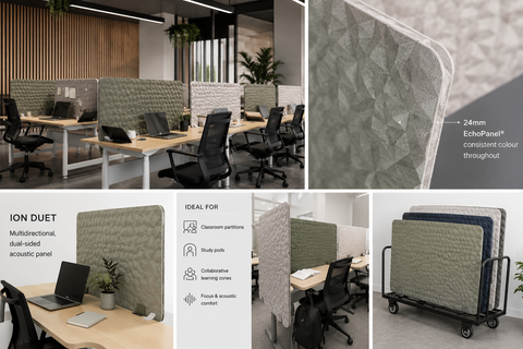 Ion Duet Acoustic Panel | Frameless Dual-Sided Partitions for Adelaide Classrooms and Workplaces