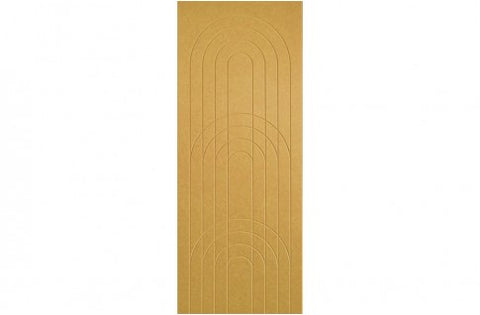 A sample of ECHOPANEL Empire Wall Panels showing a detailed pattern with arches and vertical linework in ochre color.