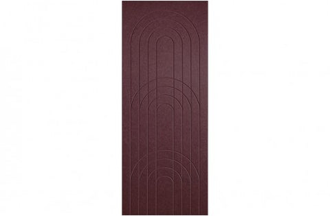 A sample of ECHOPANEL Empire Wall Panels showing a detailed pattern with arches and vertical linework in wine color.