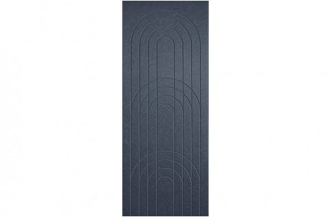 A sample of ECHOPANEL Empire Wall Panels showing a detailed pattern with arches and vertical linework in navy color.