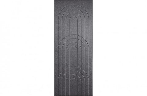 A sample of ECHOPANEL Empire Wall Panels showing a detailed pattern with arches and vertical linework in slate color.