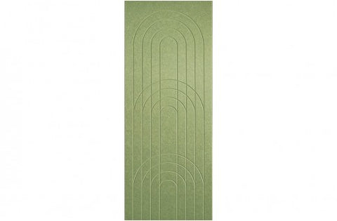 A sample of ECHOPANEL Empire Wall Panels showing a detailed pattern with arches and vertical linework in pistachio color.