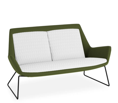 Aquila Two Low Back Lounge with black sled base, dual tone two-seater lounge chair
