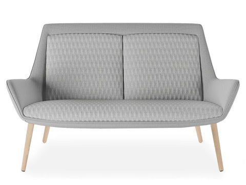 Aquila Two Low Back Lounge with oak timber legs, two-seater lounge chair
