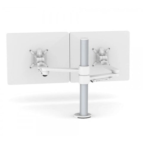 double monitor arm in white