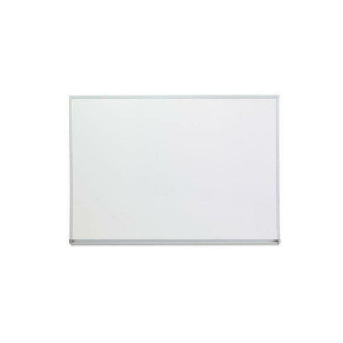 A rectangular porcelain whiteboard with aluminum C channel frame.