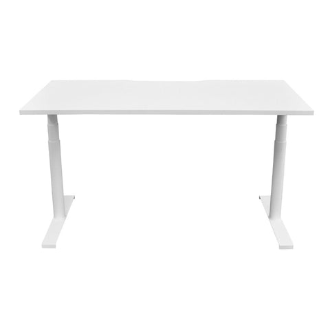 Flow Height Adjustable Desk in white with minimalistic design, shown in medium position