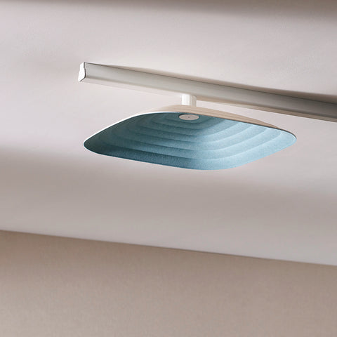 Ceiling installation of Fuji Roku square dual color acoustic tiles