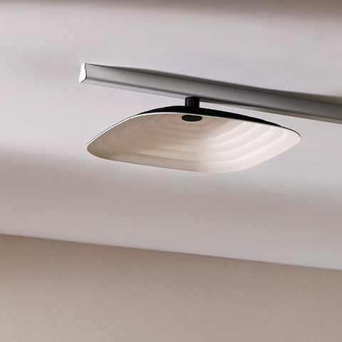 Ceiling installation of Fuji Roku square dual color acoustic tiles