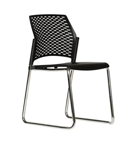 Rewind Sled Base chair with black polypropylene seat and chrome-plated steel frame, modern office chair