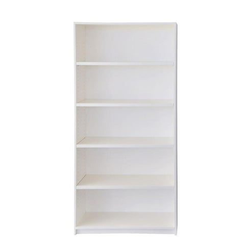 A white standard office bookcase with four shelves