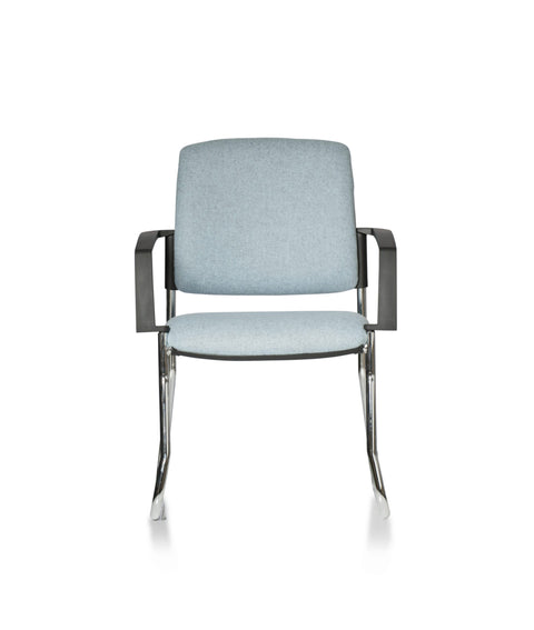 Titan II Sled Base upholstered chair with armrests, front view