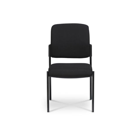 A black upholstered Titan II 4 Leg Chair, suitable for training and dining rooms, front view