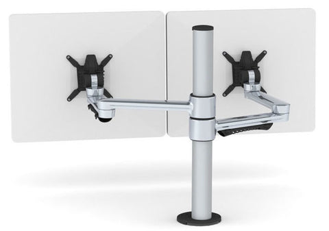 double monitor arm in silver