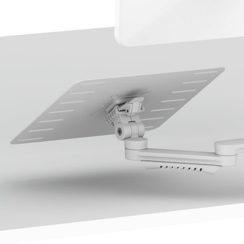 A white laptop tray with arm