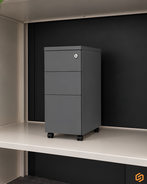Slimline Mobile Pedestal | Narrow Storage & Seating