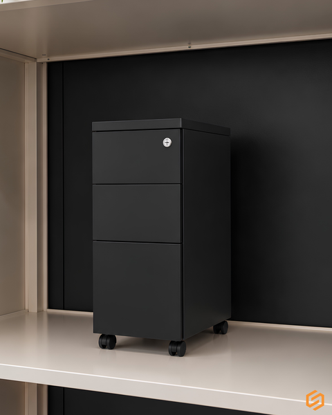 Slimline Mobile Pedestal | Narrow Storage & Seating