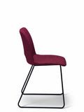 Breo wine upholstered chair with a black sled base