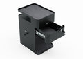 Black Anti Gravity Caddy with lockable drawer, coat hook, ideal for modern workstations
