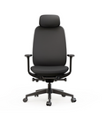 High back office chair with headrest, seat slide, and 4D adjustable arms in black color, front view