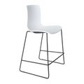 Acti High Stool in white poly shell with black sled barstool frame, practical for cafes or breakout areas