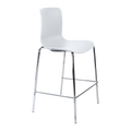 Acti High Stool in white poly shell with 4 leg chrome frame, practical for cafes or breakout areas