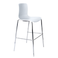 Acti High Stool in white poly shell with 4 leg chrome frame, practical for cafes or breakout areas