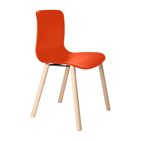 Acti Visitor Chair in orange poly shell with timber 4-leg frame, featuring active flex design for versatile seating