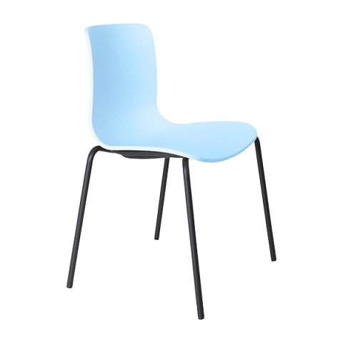 Acti Visitor Chair in blue poly shell with 4-leg black powdercoat frame, featuring active flex design for versatile seating