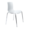 Acti Visitor Chair in white poly shell with 4-leg chrome frame, featuring active flex design for versatile seating