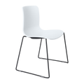 Acti Visitor Chair in white poly shell with black sled frame, ergonomic flex back for training or meeting rooms