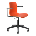 Acti Task Chair in orange poly shell with arms and black nylon swivel base on castors, versatile seating for office or education spaces