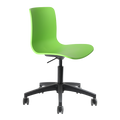 Acti Task Chair in green poly shell with black nylon swivel base on castors, versatile seating for office or education spaces