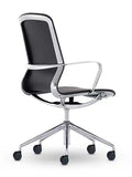 Side view of Meta Black Pronto genuine leather executive office chair with concealed chassis mechanism and die-cast aluminum frame