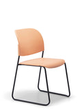 LUMIA PP multipurpose chair in orange with plastic seat and sled base frame