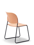 LUMIA PP multipurpose chair in orange with plastic seat and sled base frame, back view