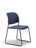 LUMIA PP multipurpose chair in navy with plastic seat and sled base frame