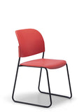 LUMIA PP multipurpose chair in red with plastic seat and sled base frame
