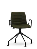 Unica olive upholstered chair with arms, fixed height and 4-way glides base in black