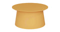 Mustard yellow Bobbi coffee table with playful cylindrical base and painted MDF top, ideal for contemporary spaces.
