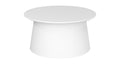 White Bobbi coffee table with cylindrical polypropylene base and painted MDF top, minimalist design for modern interiors.