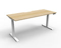 Boost height adjustable desk with oak tabletop and white frame